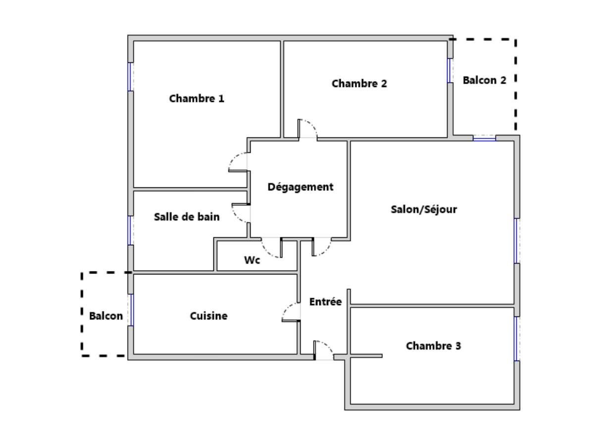 Appartement - 6ème étage - 69.96 m2 - 4 pièces - Non meublé