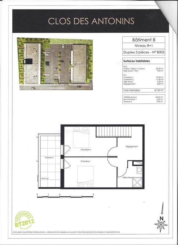 Duplex neuf avec jardin privatif- RDC - 67,50 m² - 3 pièces